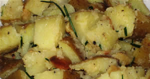 Smashed garlic potato salad