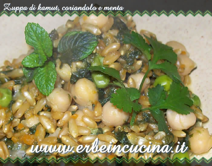 Zuppa di kamut, coriandolo e menta