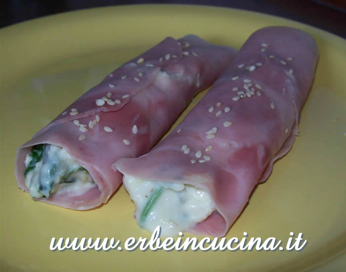 Ham rolls with tatsoi