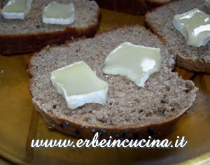 Dark bread with Brie slices