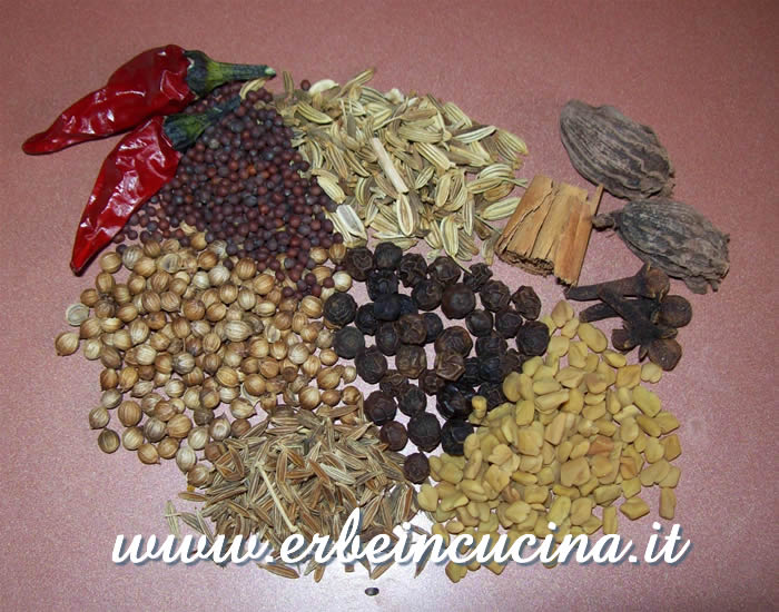 Ingredients for curry powder