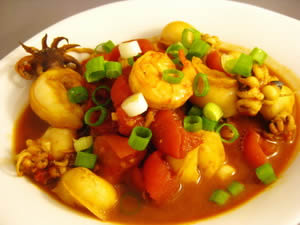 Baby Squid & Shrimp in Spicy Tomato Sauce