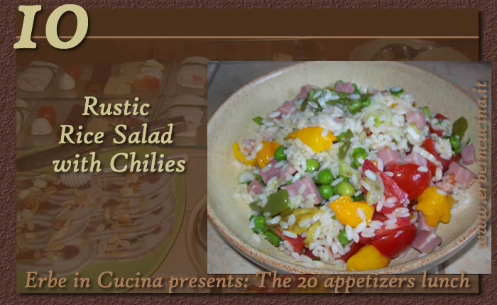 Rustic rice salad with chilies