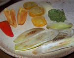 Melanzane bianche e pomodori fritti al pesto