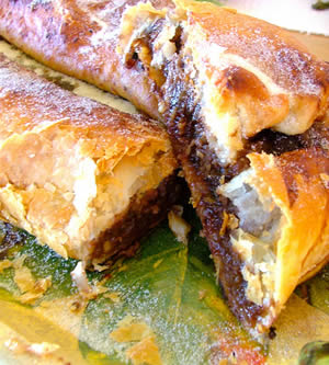 Sweet aubergine strudel