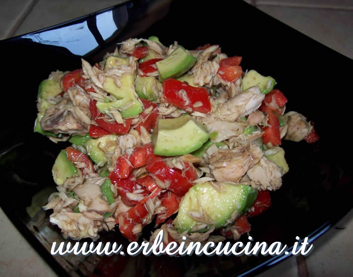 Avocado salad with tuna and paprika