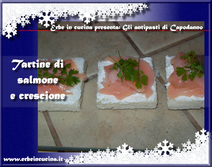 Tartine al salmone e crescione