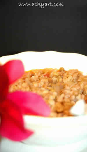 Lentils and farro soup with galangal flavour