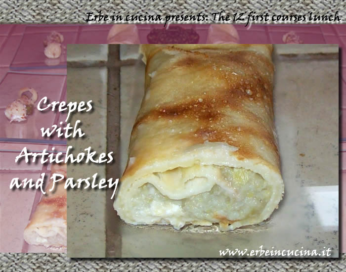 Crepes with artichokes and parsley