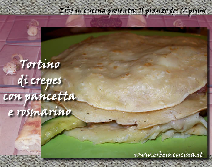 Tortino di crepes con pancetta e rosmarino