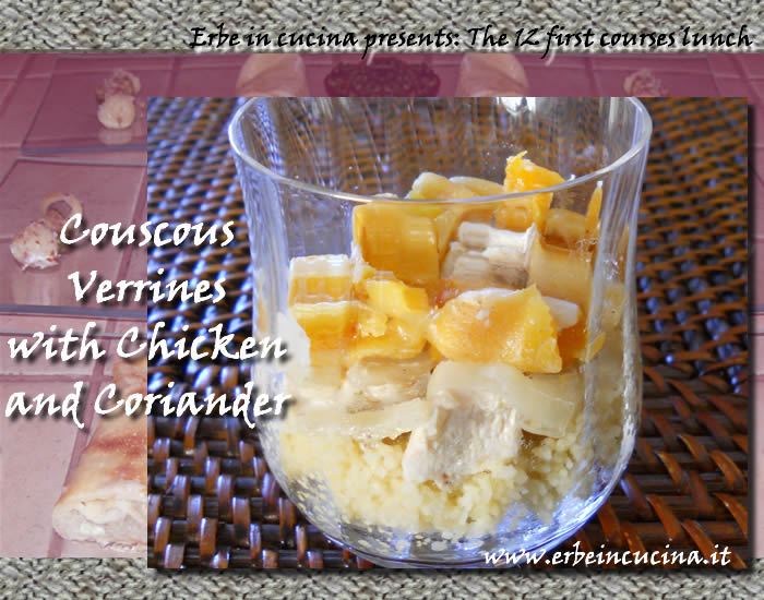 Couscous verrines with chicken and coriander