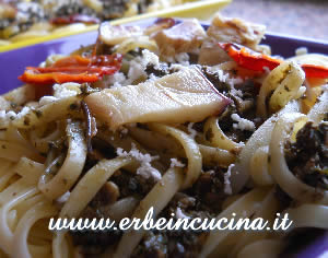 Aubergines and pesto pasta