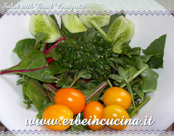 Salad with basil vinaigrette