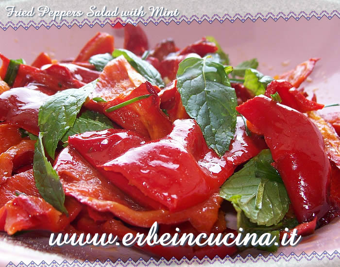 Fried peppers salad with mint