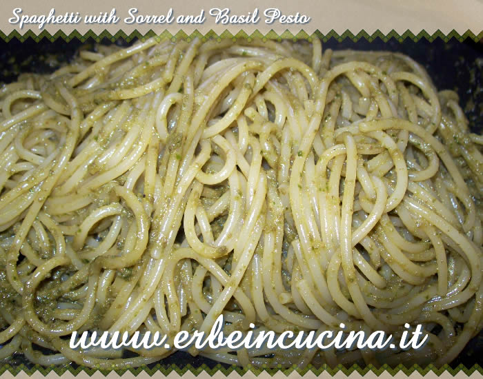 Spaghetti with Sorrel and Basil Pesto