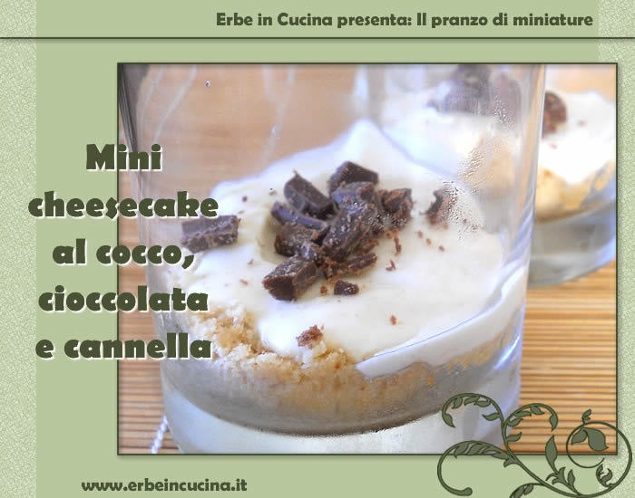 Mini cheesecake al cocco, cioccolato e cannella