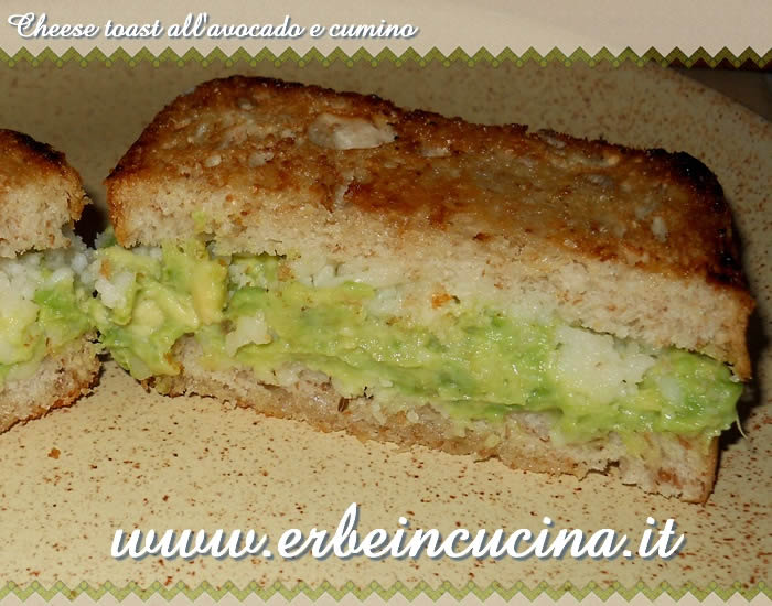 Cheese toast avocado e cumino