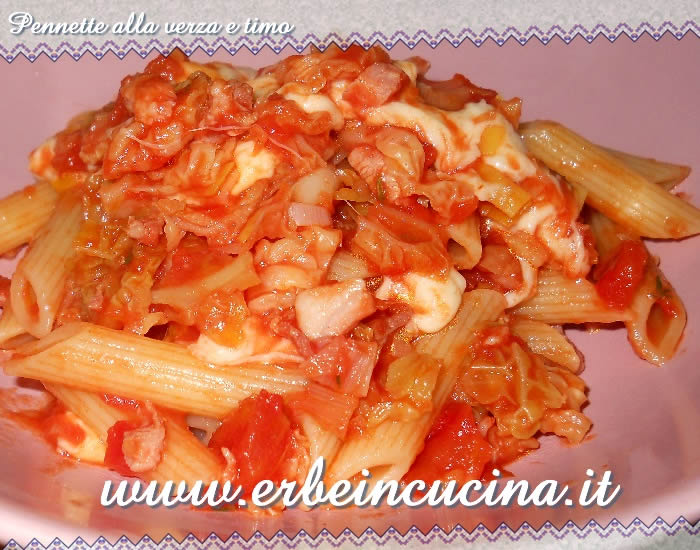 Pennette alla verza e timo