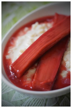 Roasted Rhubarb with Rice Pudding