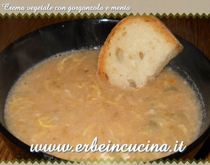 Crema vegetale con gorgonzola e menta