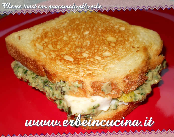 Cheese toast con guacamole alle erbe
