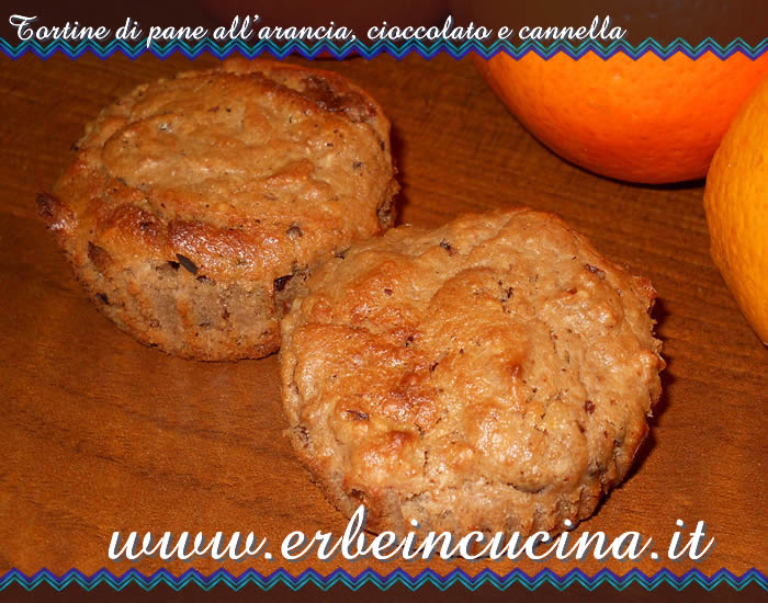 Tortine di pane arancia, cioccolato e cannella