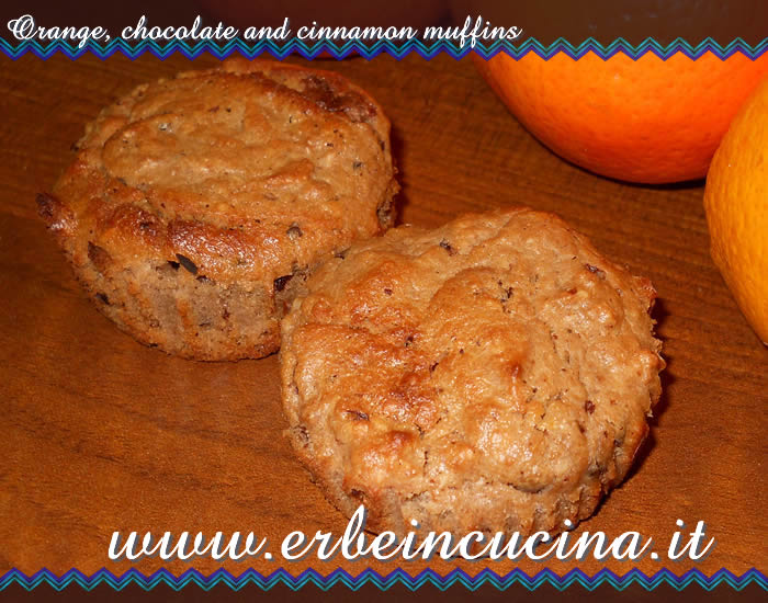 Orange, chocolate and cinnamon muffins