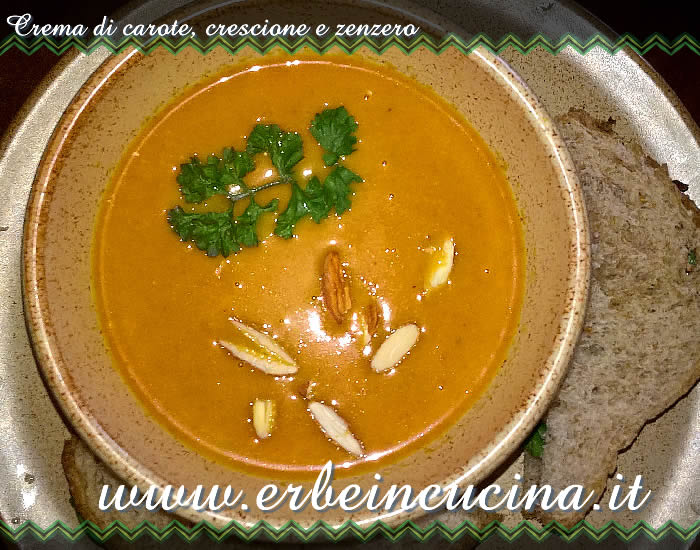 Crema di carote, crescione e zenzero