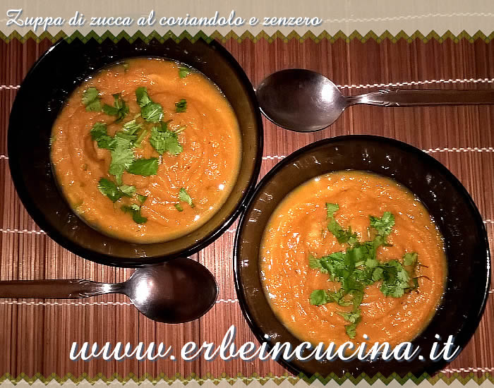 Zuppa di zucca al coriandolo e zenzero